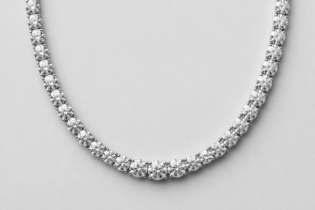 10.09 CTW Lab-Grown Round Diamond Necklace | 14K White Gold