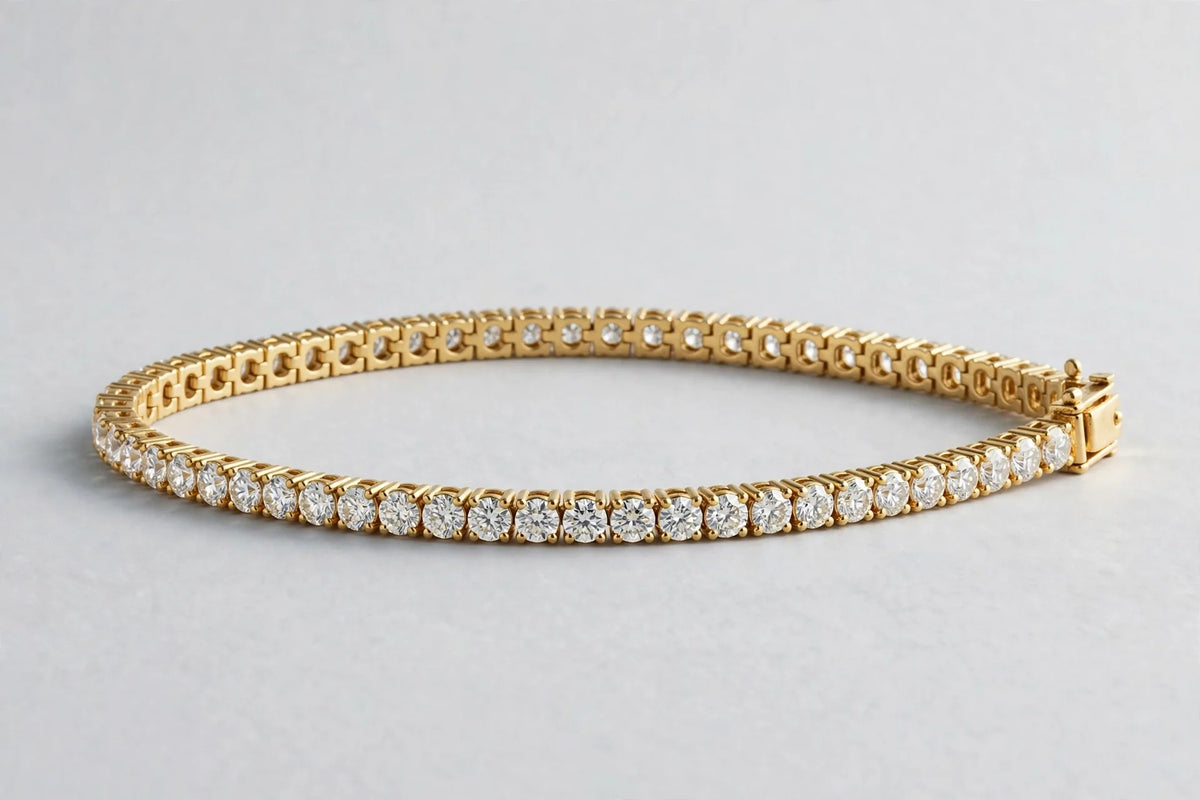 1.47 CTW Lab-Grown Round Diamond Tennis Bracelet | 14K Yellow Gold