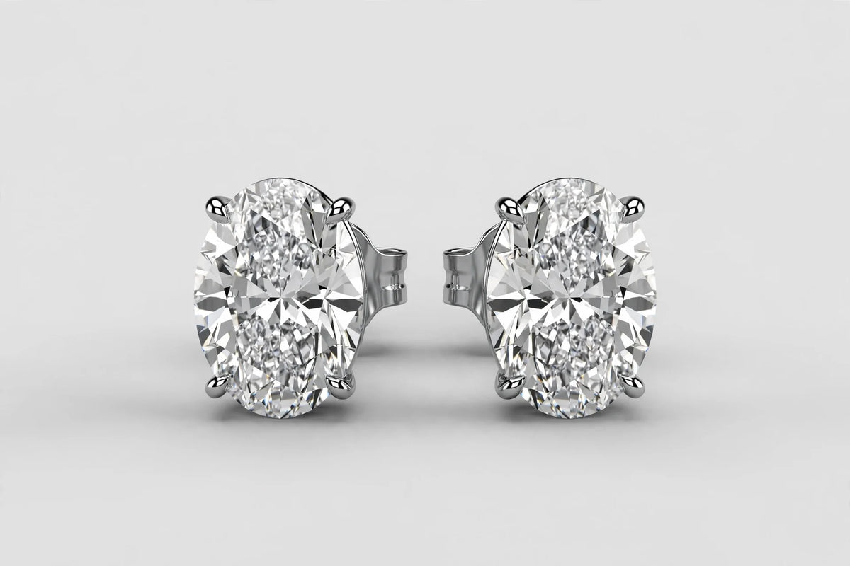 LAB DIA OVAL STUDS 1.50CT TOTAL 14KWG