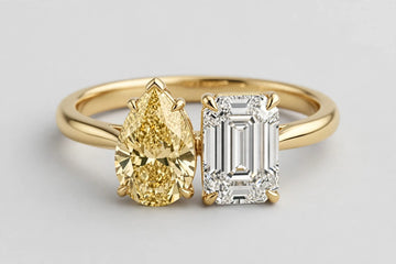 LAB ring PE FY/EM 2.08/2.53ct E/VS1 14KY 4.53g s:6.5 YC