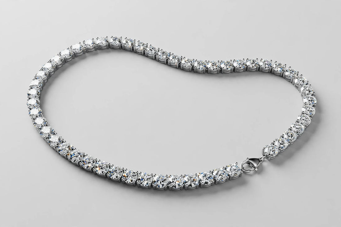 20.18 CTW Lab-Grown Round Diamond Riviera Necklace | 14K White Gold