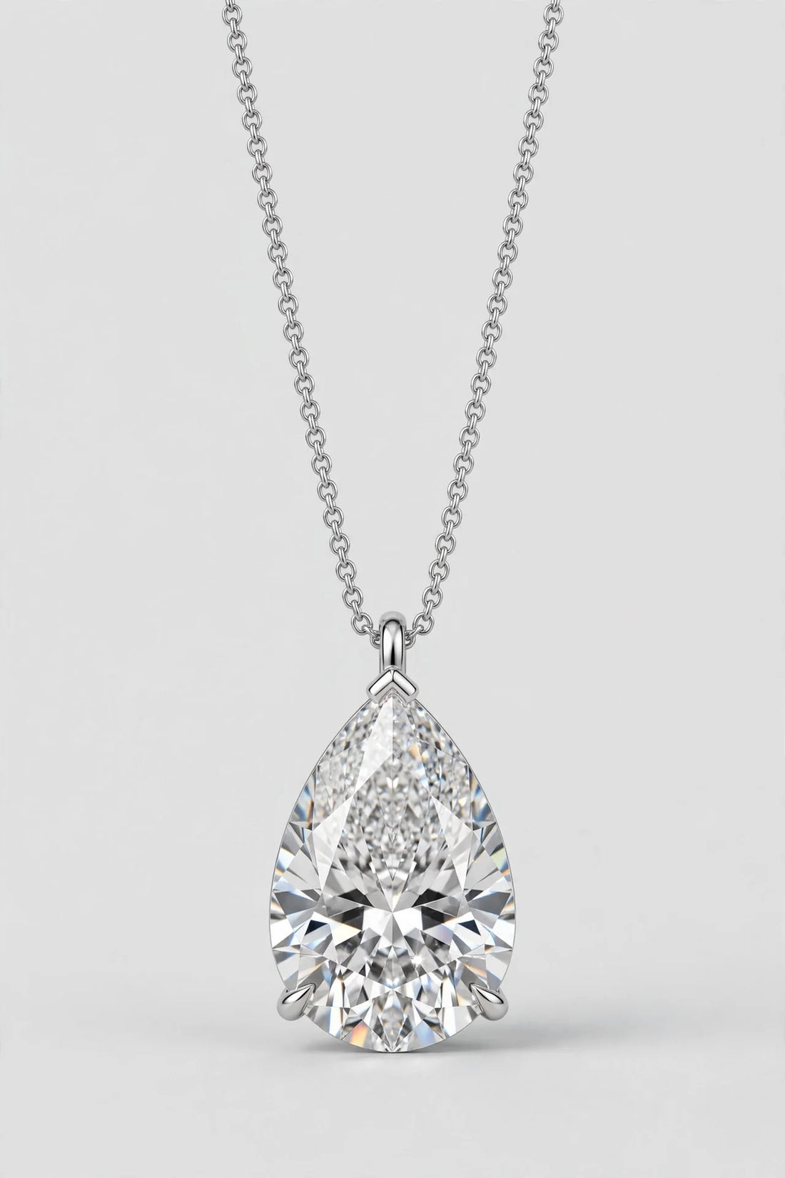 2.51 CTW Lab-Grown Pear Diamond Necklace | 14K White Gold