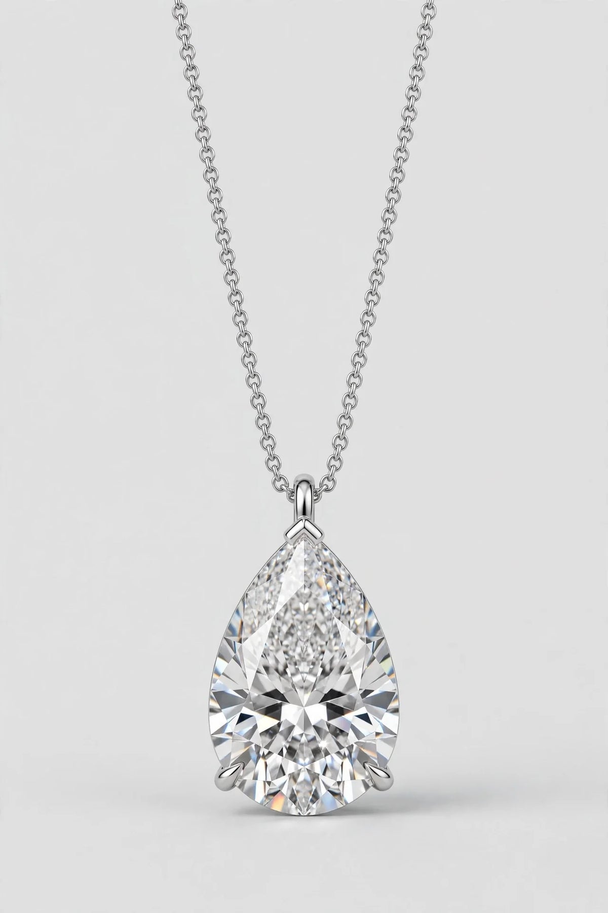 2.51 CTW Lab-Grown Pear Diamond Necklace | 14K White Gold