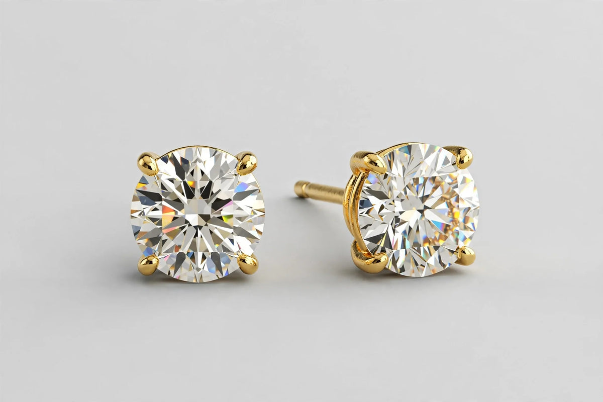 LAB DIA ROUND STUDS 0.50CT TOTAL 14KYG