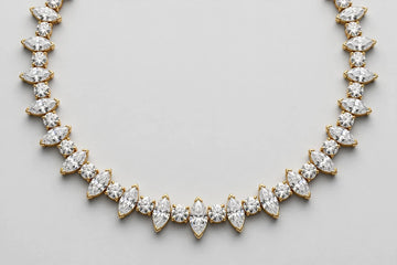 10 CTW Round & Marquise Diamond Necklace | 18K Yellow Gold
