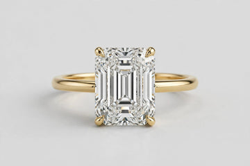 0.75 CT Lab-Grown Emerald-Cut Diamond Ring | 14K Yellow Gold