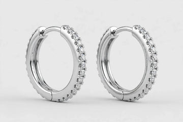 Lab Diamond Hoop Earrings | 14K White Gold