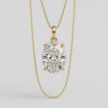 3.02 CTW Lab-Grown Oval Diamond Necklace | 14K Yellow Gold