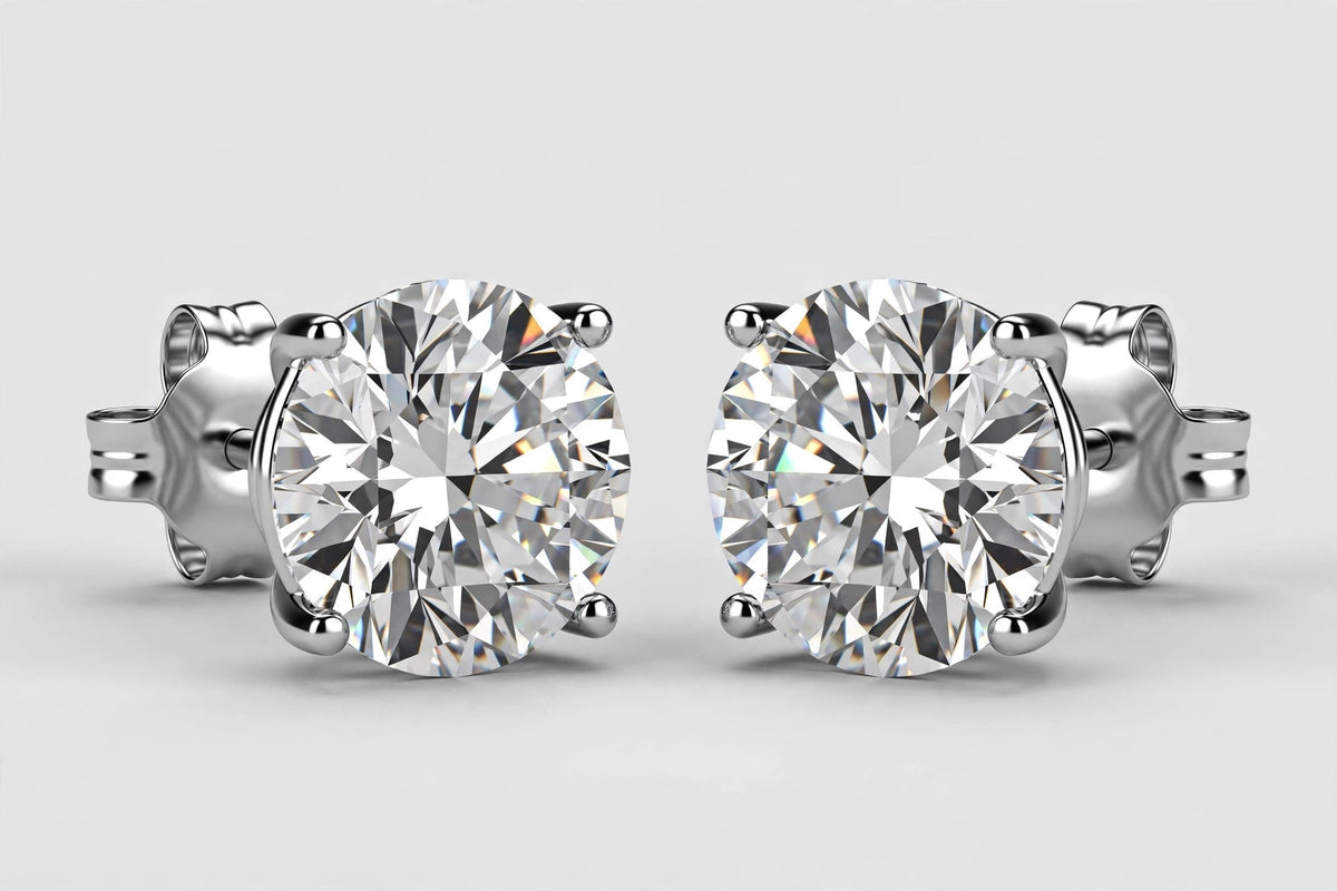 LAB earrings RD Dia 2.49CT/2.50CT E/VS1 14KW Jumbo Backs IGI cert