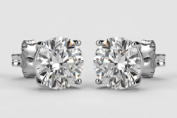 LAB earrings RD Dia 2.49CT/2.50CT E/VS1 14KW Jumbo Backs IGI cert