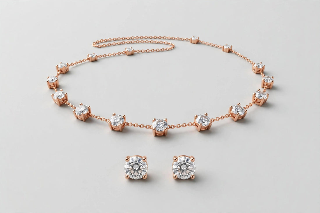 3.0 CTW Lab-Grown Round Diamond Necklace | 14K Rose Gold