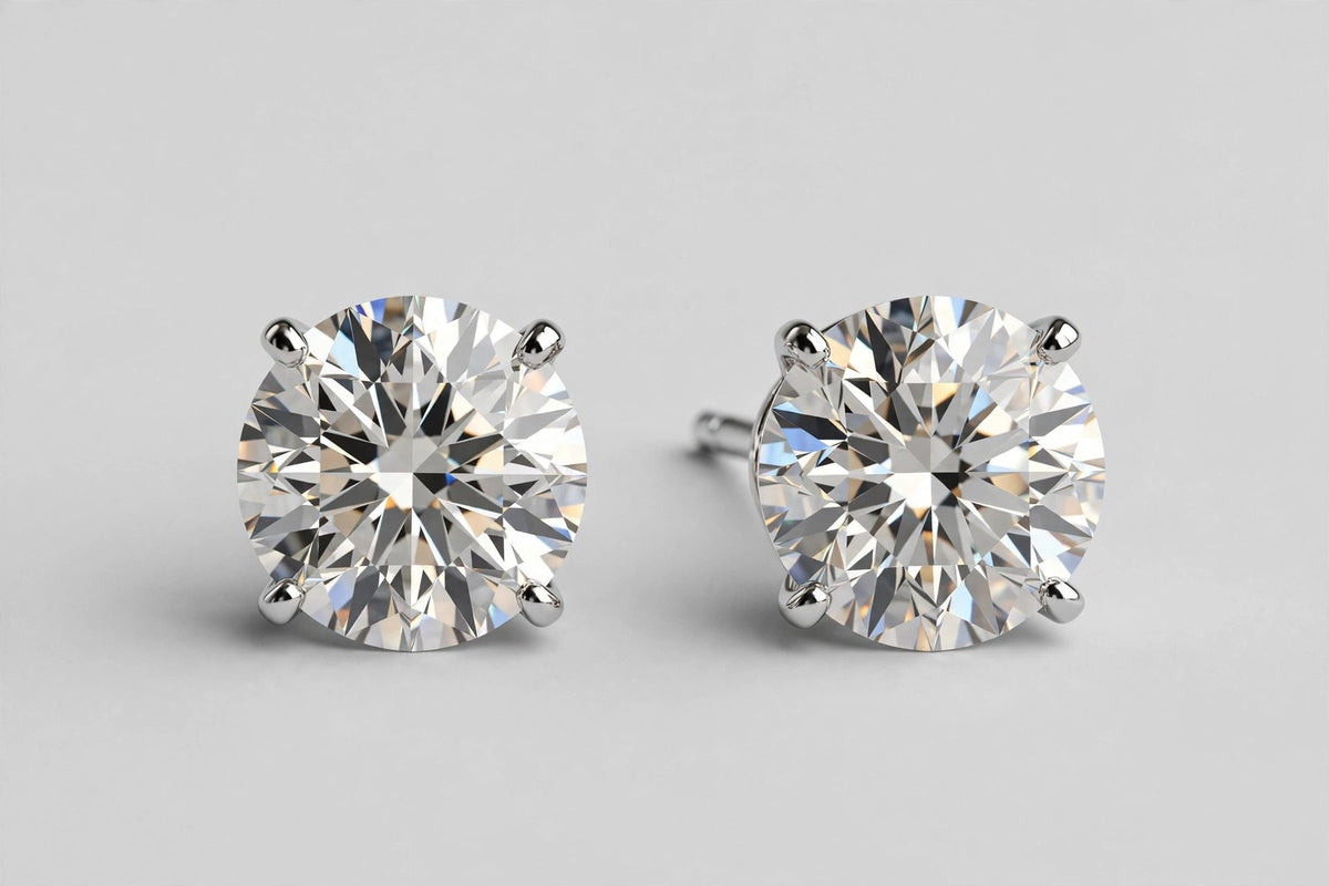 LAB Earr RD DIA 1.06ct/1.06ct E/VS2 14KWG YC