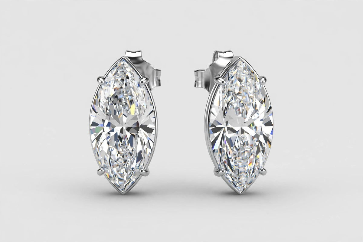 2.12 CTW Lab-Grown Marquise Diamond Stud Earrings | 14K White Gold