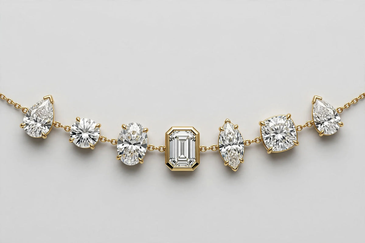 5.11 CTW Lab-Grown Multi-Shape Diamond Necklace | 14K Yellow Gold
