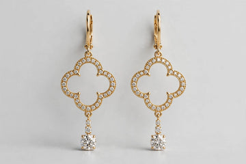 LAB QUATREFOIL DROP EARINGS 1.00CT 14KY