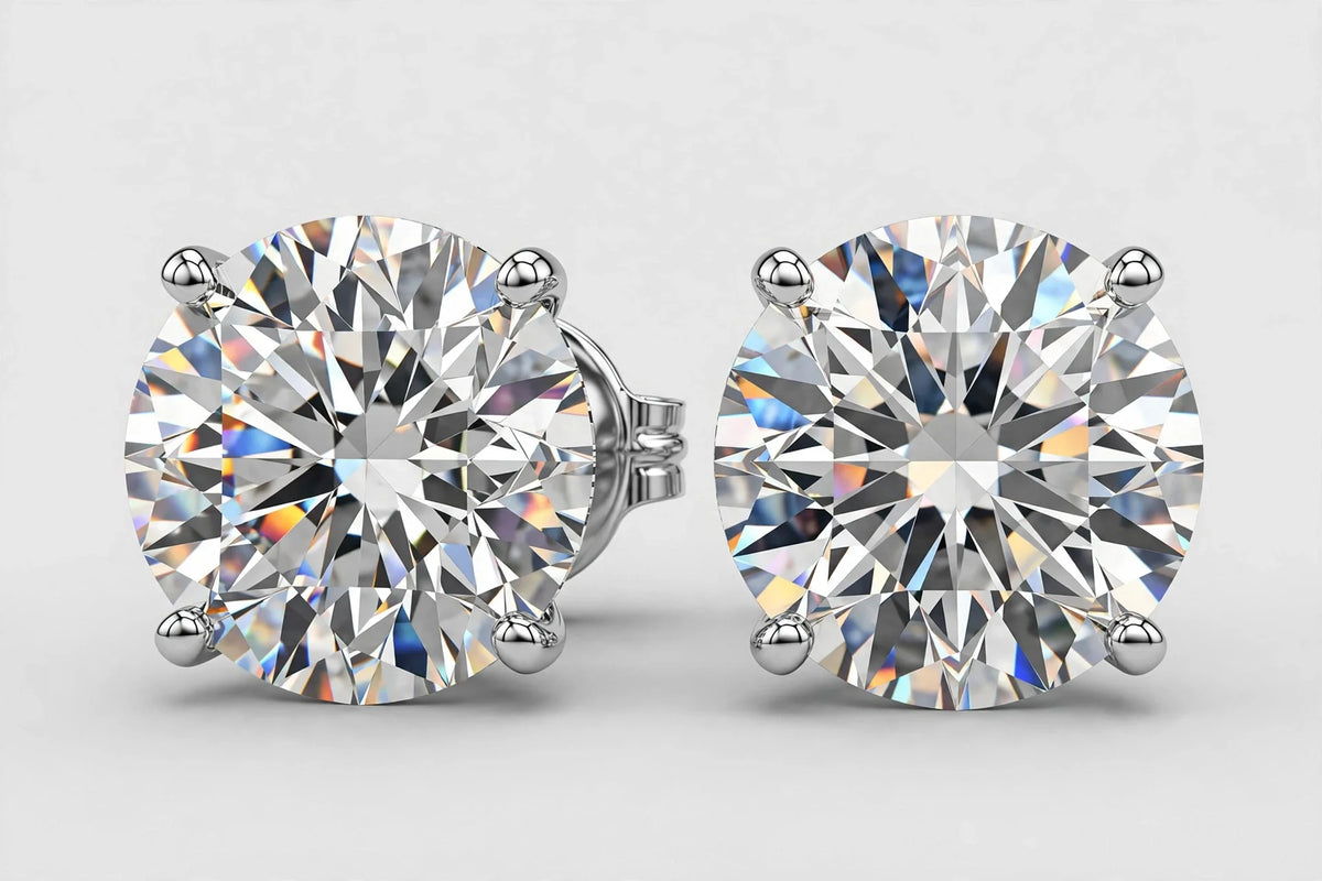 LAB earrings RD Dia 2.49CT/2.50CT F/VS1 14KW Jumbo Backs IGI cert