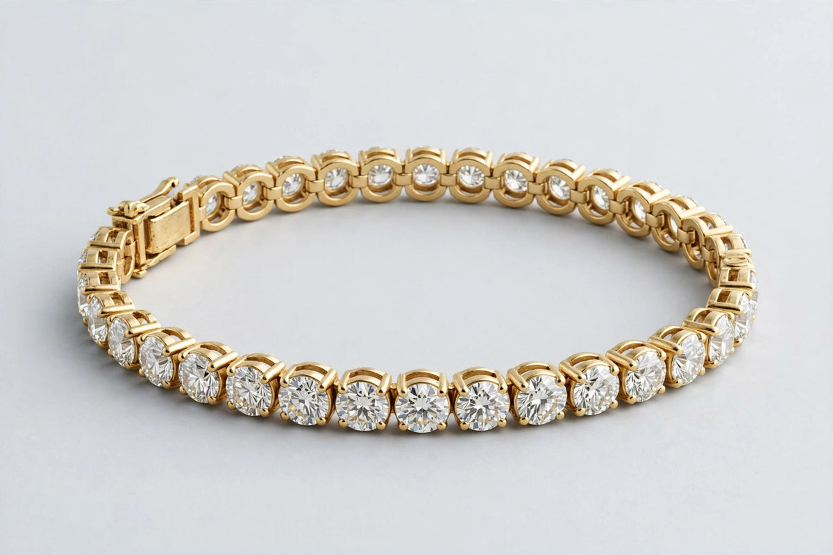 LAB ROUND TENNIS BRACELET 14K YG 1.85CT 7.00"
