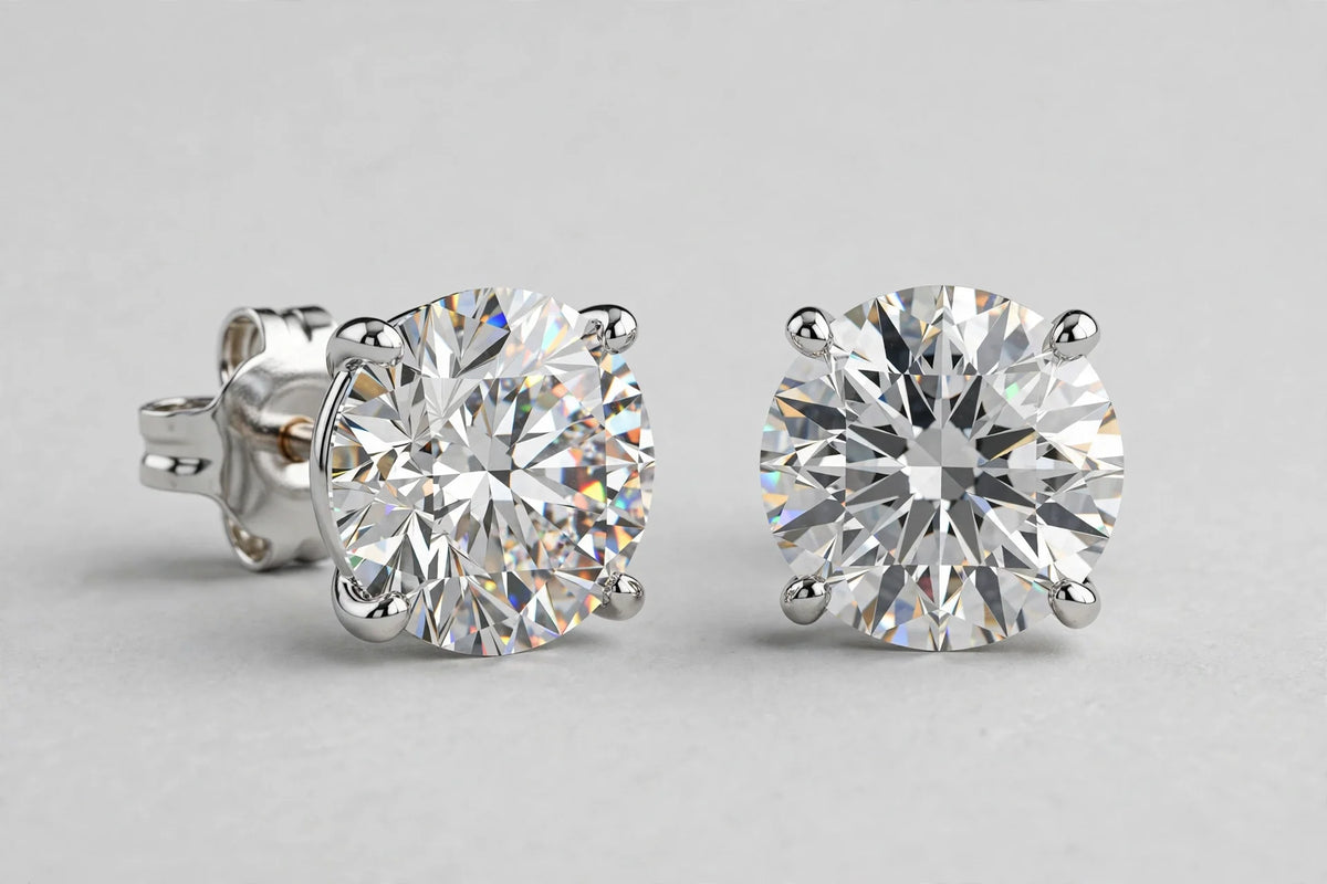 LAB Earr RD DIA 1.07ct/1.07ct E/VS2 14KWG YC