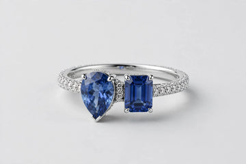 LAB ring PE/EM sapph 2.04/3.20ct E/VS1 14KW 4.83g s:6.5 YC