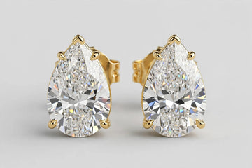 2.04 CTW Lab-Grown Pear Diamond Stud Earrings | 14K Yellow Gold