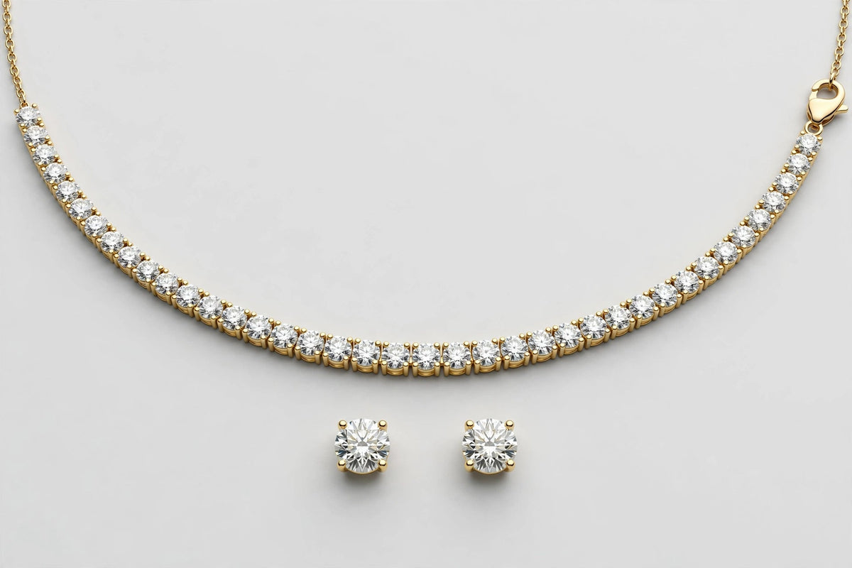 LAB NECKLACE ROUND DIA 5.29CT 14KY 3.19G