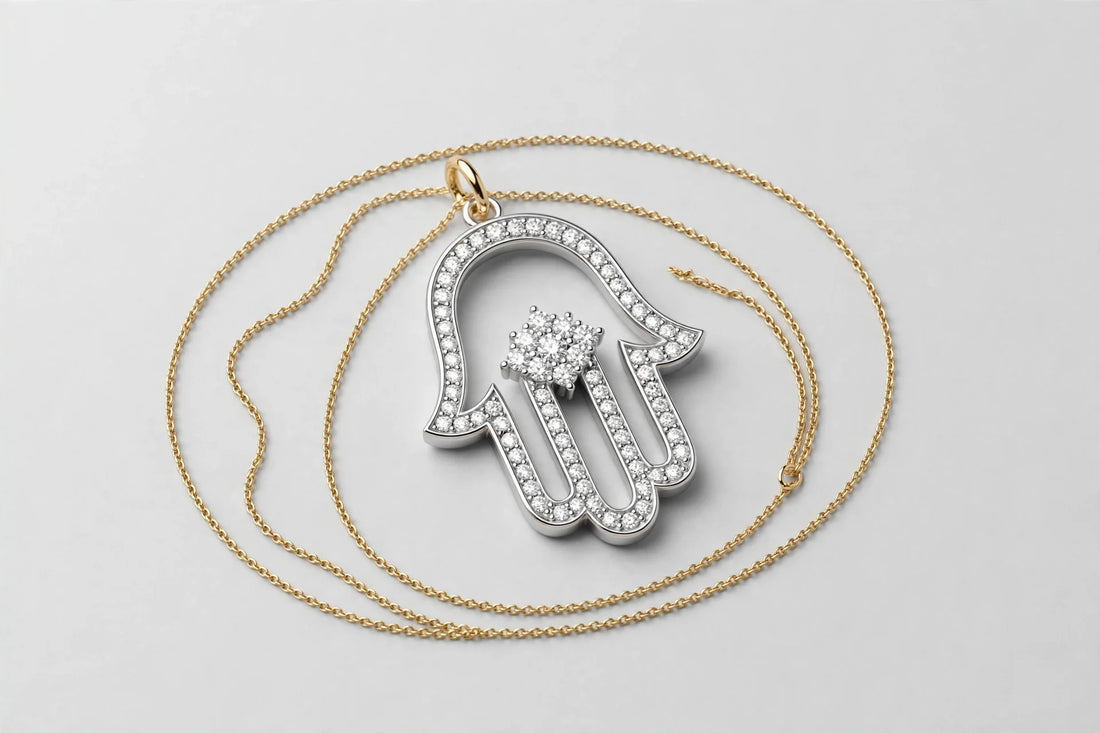 NECK hamsa 0.21ctct F/VS1 14KW 2.36g 16''