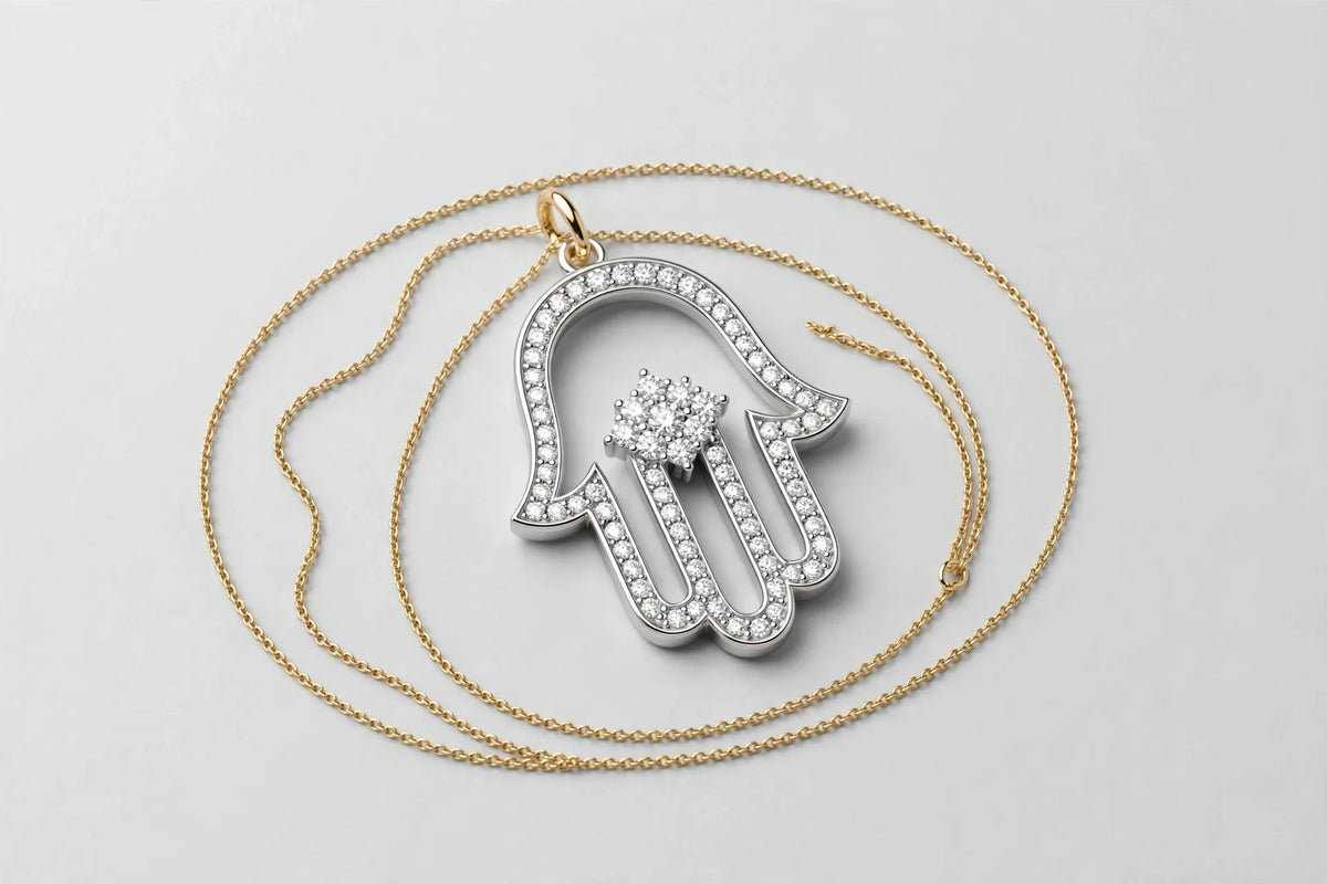 NECK hamsa 0.21ctct F/VS1 14KW 2.36g 16''