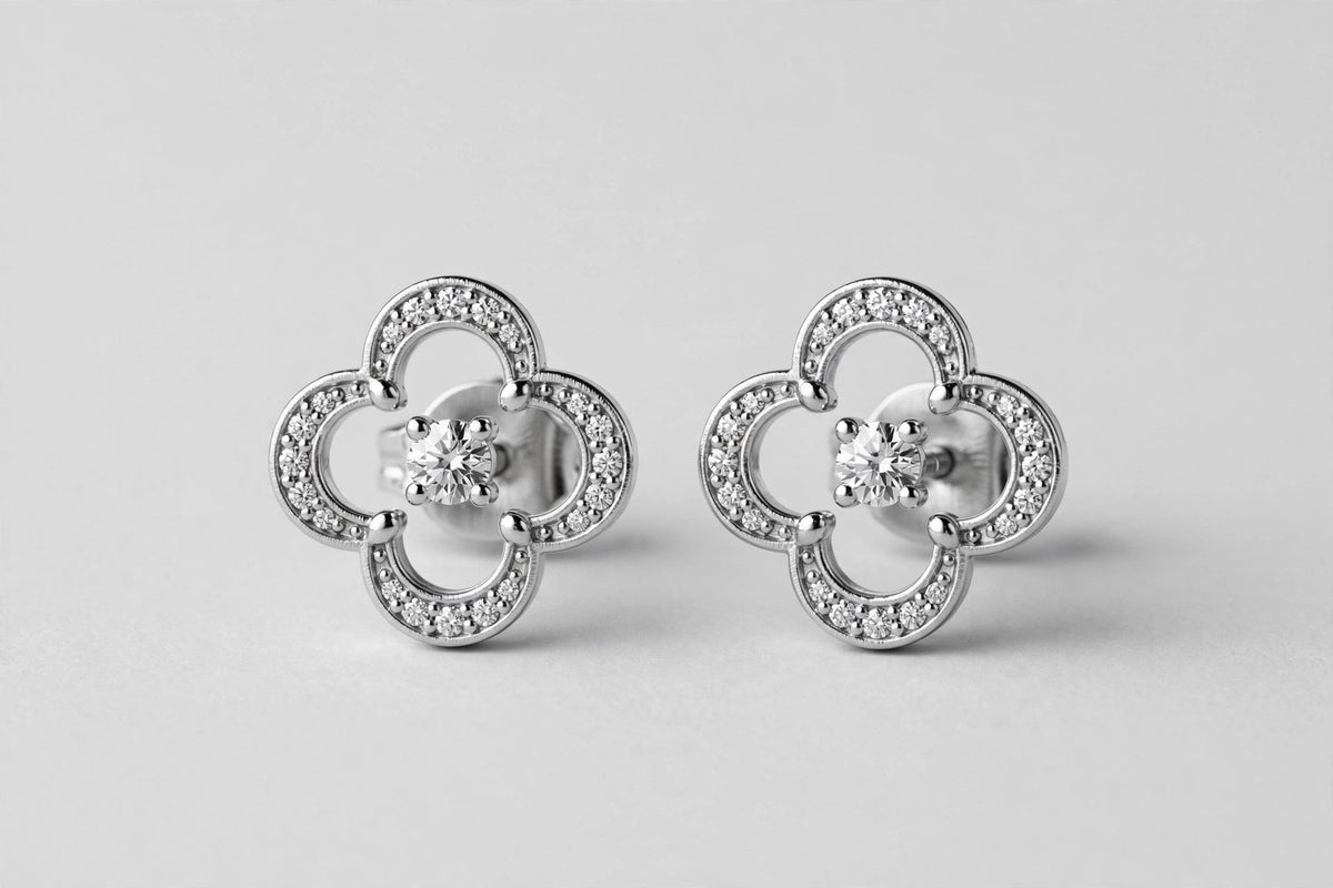 LAB DIA QUATR STUDS 0.50CT TOTAL 14KWG