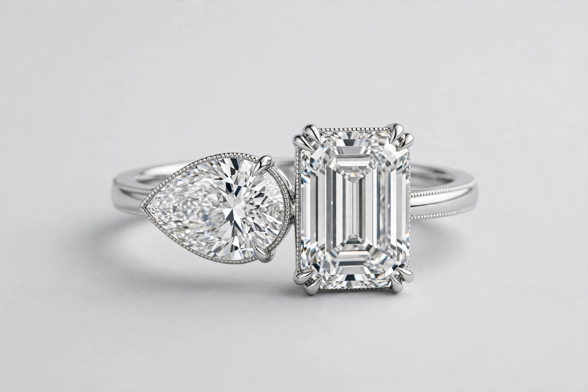 LAB ring PE/EM 1.50/2.30ct F/VS1 14KW 3.81g s:6.5 YC