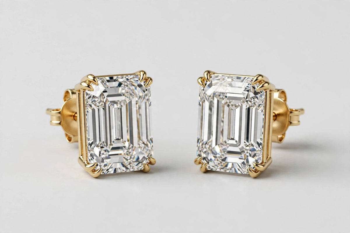 LAB Earr emr 3.09ct E-F/VS 14KY YC