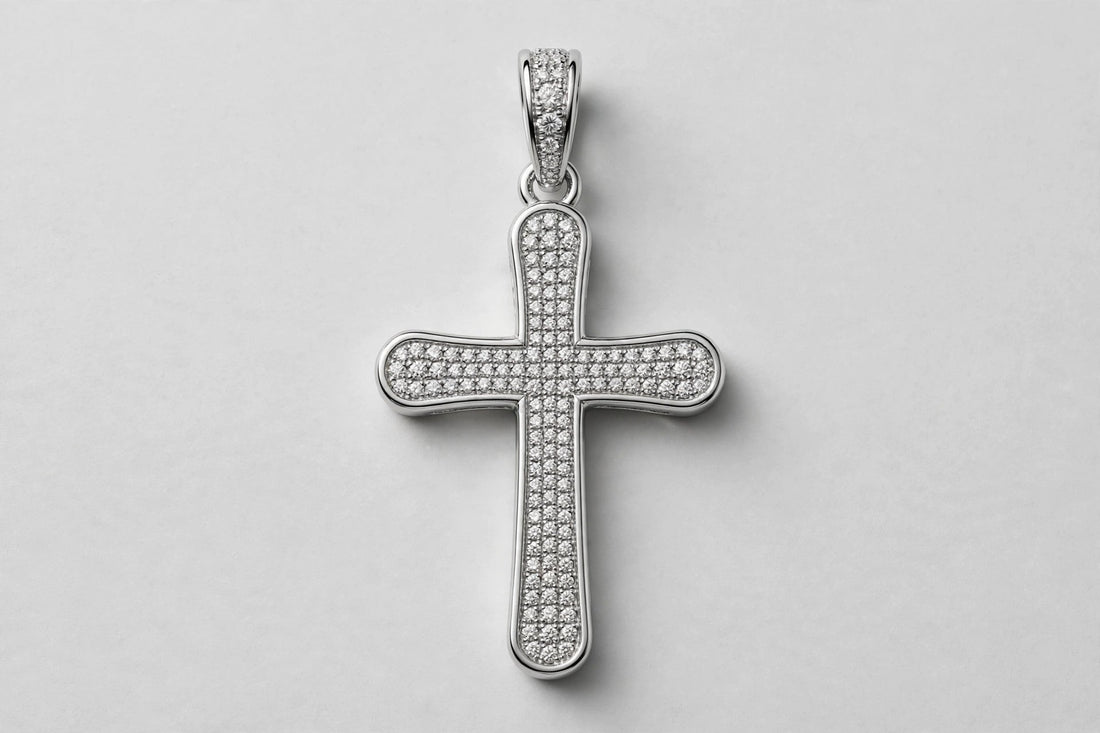 0.85 CT Round Diamond Cross Pendant | 14K White Gold