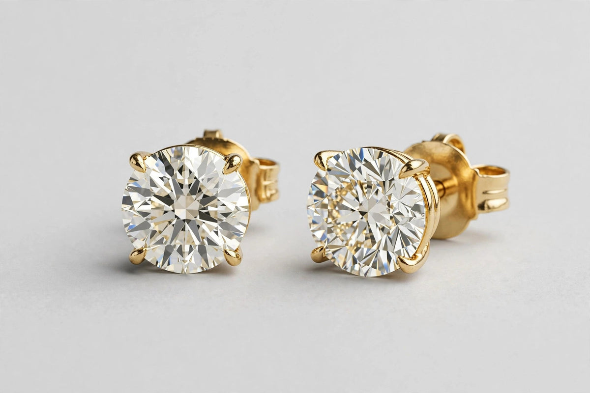 0.92 CTW Lab-Grown Round Diamond Stud Earrings | 14K Yellow Gold