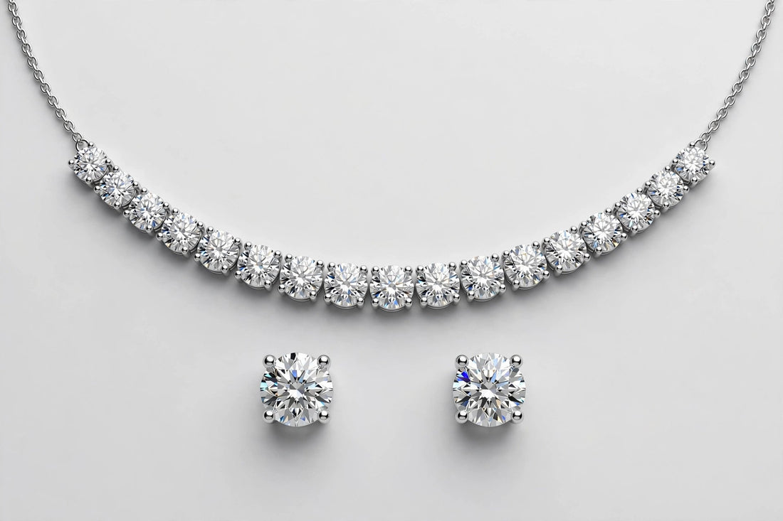 11.90 CTW Lab-Grown Round Diamond Necklace | 14K White Gold