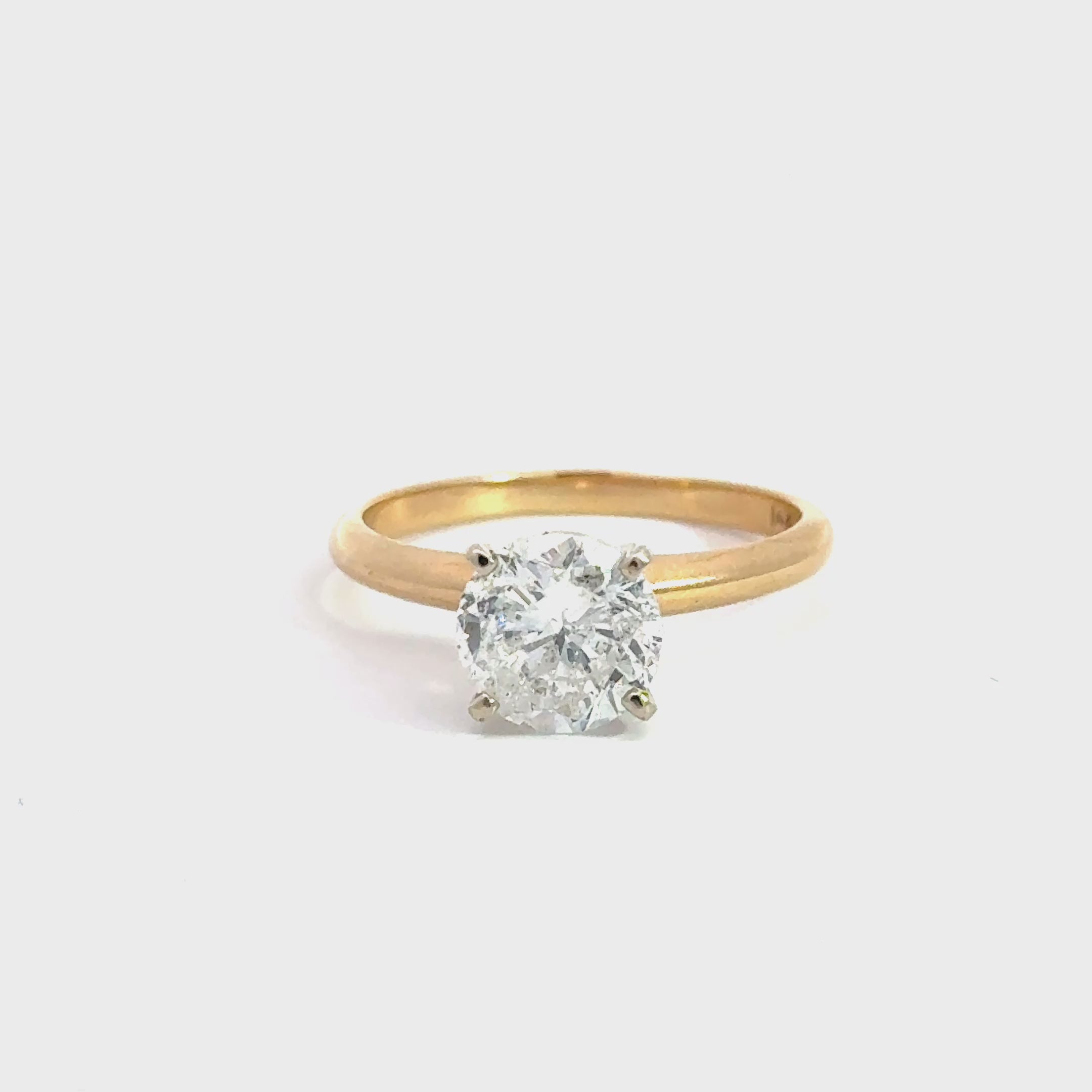 Natural Diamond 1.98 CT D/I1 Engagement Ring 14K Yellow Gold