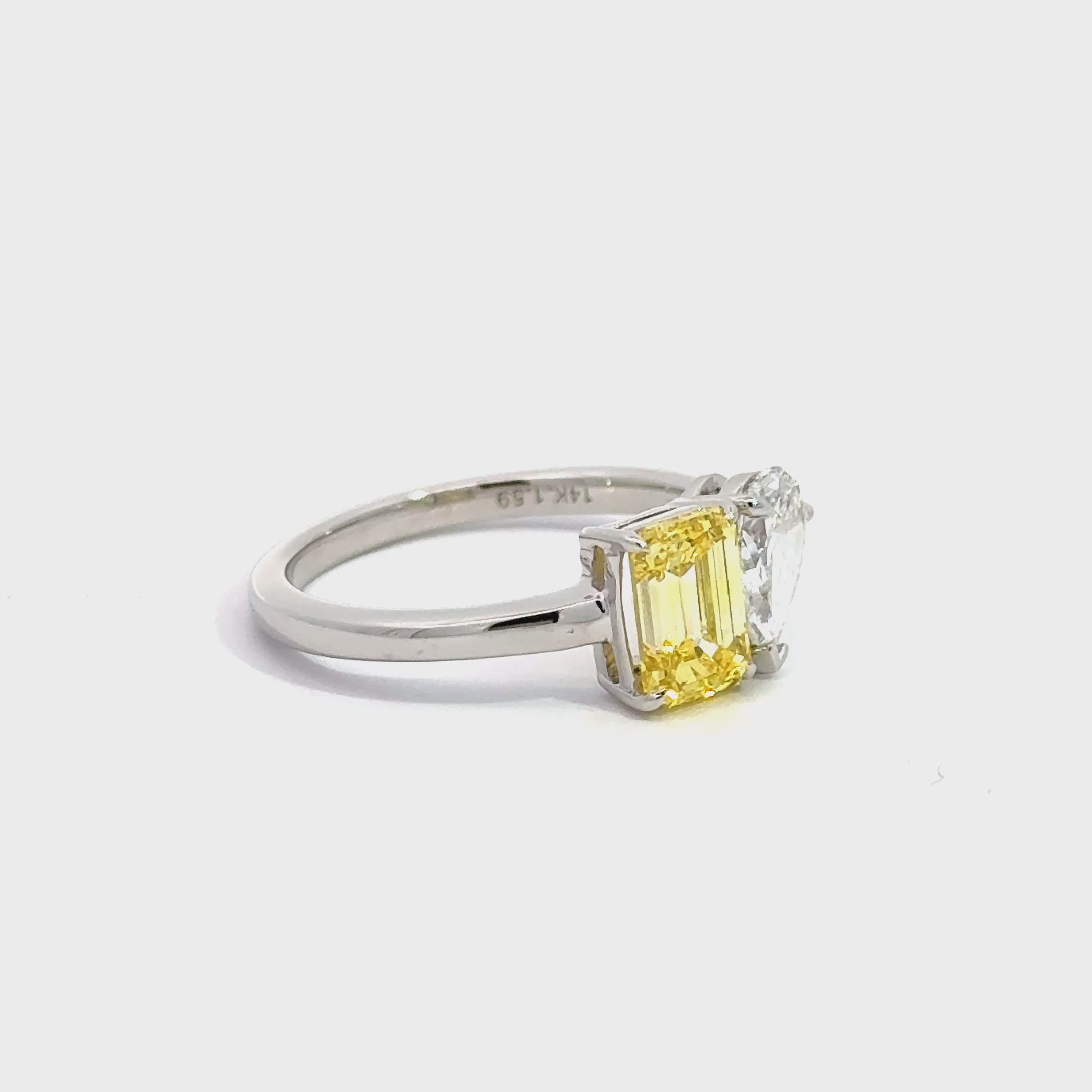 Elegant LAB Two-Stone Ring Fancy Yellow 1.59 ct