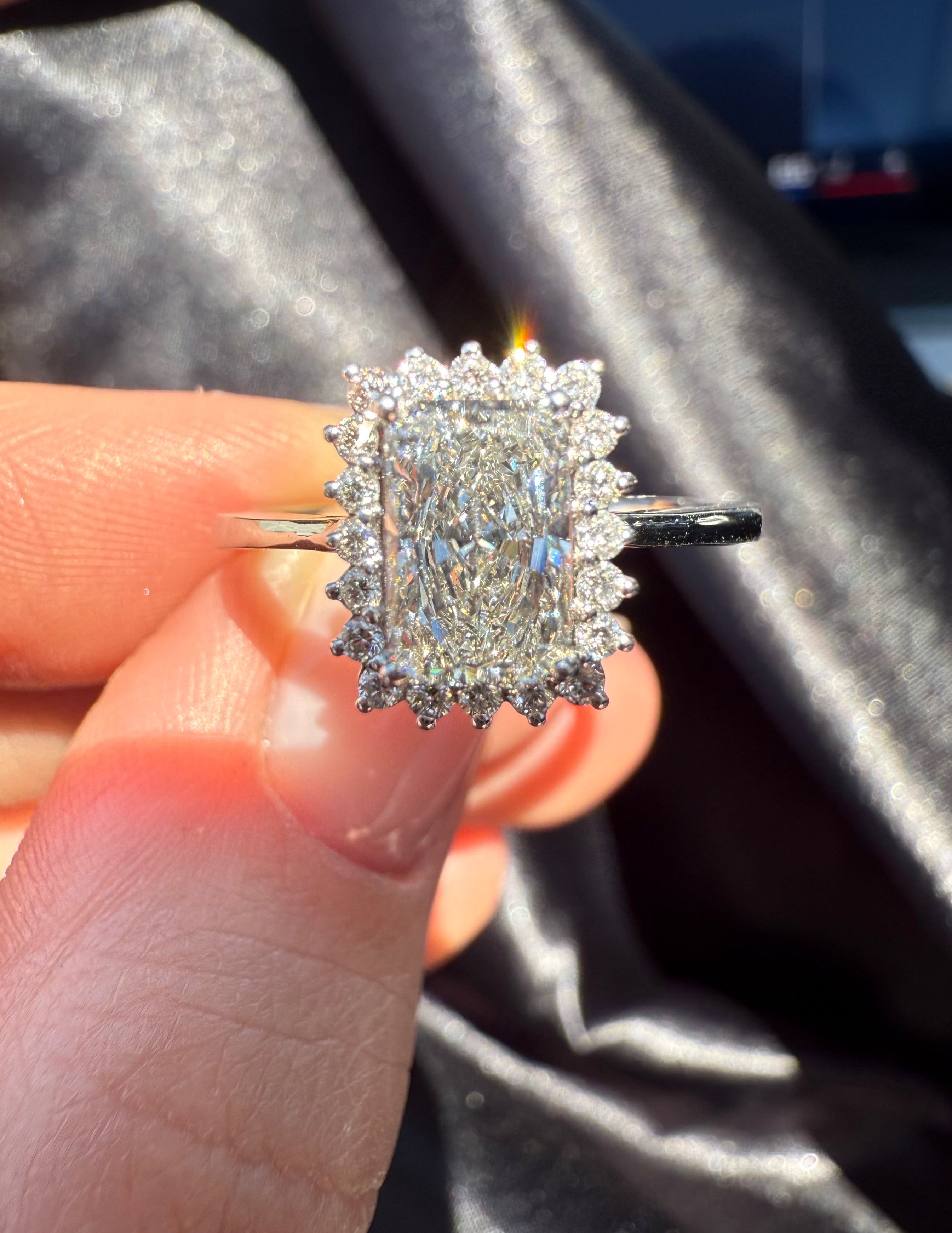 1.21 ct. Lab-grown Emerald Diamond Ring 14K White gold